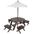 thumbnail image 1 of Octagon Table, Stools & Umbrella Set - Bear Brown & Beige, 1 of 7