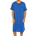 thumbnail image 2 of NaWent Men's Nightshirt Robe Short Sleeve Nightgown Henley Sleep Gowns Nightwear for Sleeping Blue 6(L), 2 of 6