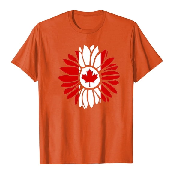 PMVFHDE Men Canada Day Shirts Canadian Flag Graphic Tshirt Summer Maple Leaf Short Sleeve Patriotic Tee Tops Orange,S