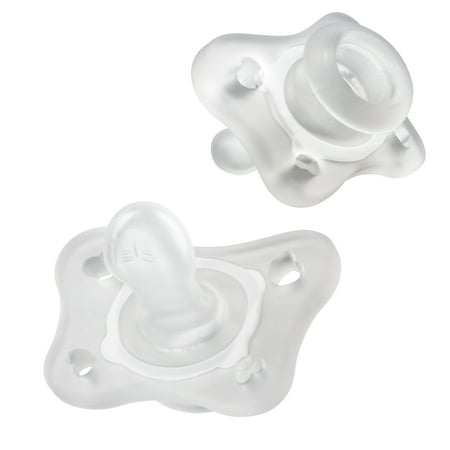 UPC: 0049796732214 | Chicco PhysioForma® 100% Soft Silicone Mini One-Piece Pacifier Orthodontic Nipple Supports Breathing BPA & Latex Free Reusable Sterilizing Case 0-2 Months 2pk – Clear