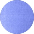 thumbnail image 1 of Ahgly Company Machine Washable Indoor Round Solid Blue Modern Area Rugs, 4' Round, 1 of 4