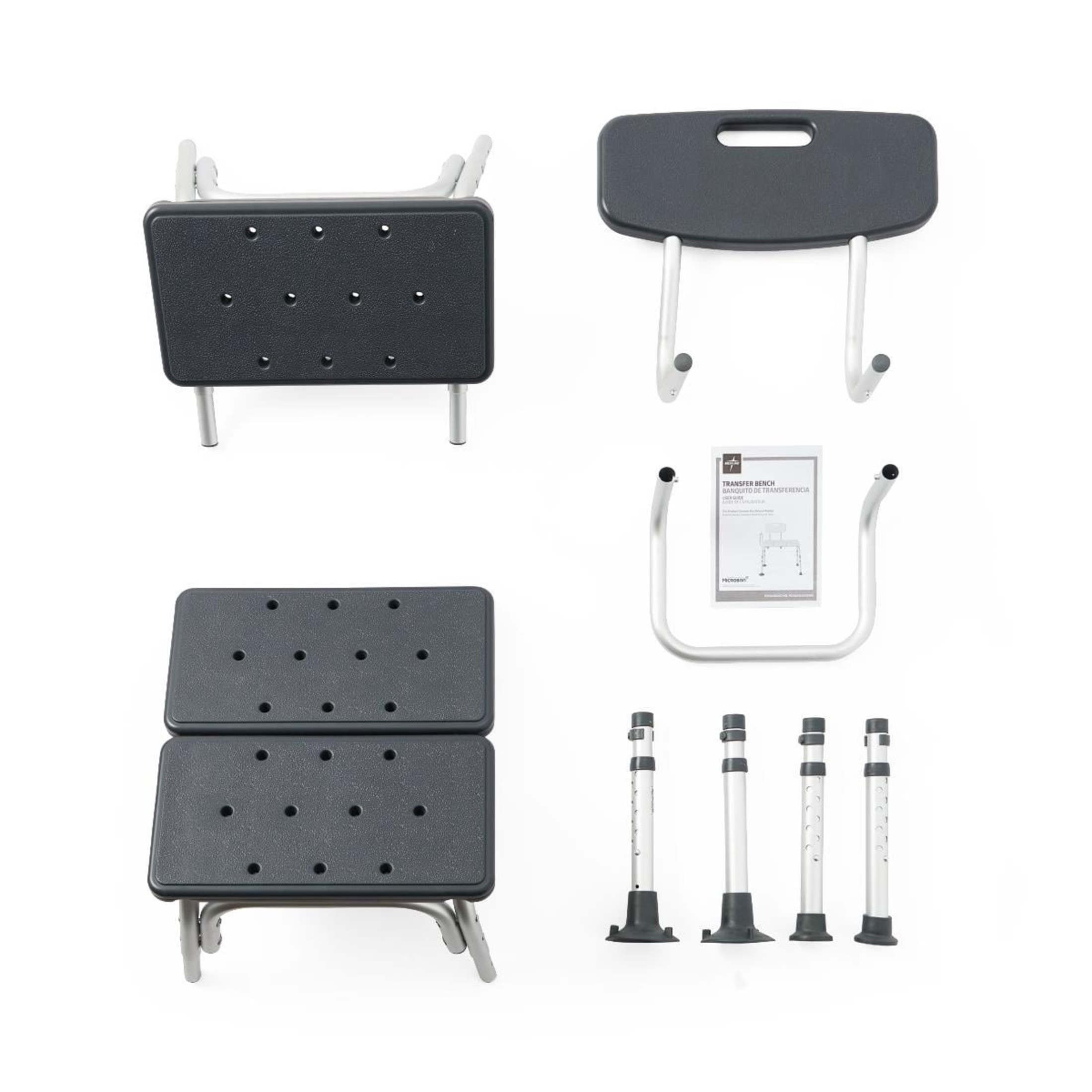 Medline Transfer Bench with Back & Microban®