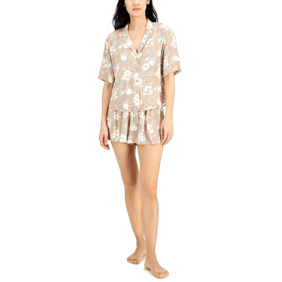 Alfani Women's Notch-Collar & Pajama Shorts Set XL