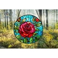 thumbnail image 3 of Red Rose Stained Glass Suncatcher – Handcrafted Vibrant Rose Window Art, Flower Design for Home Décor, Romantic Rose Window Hanging 1887281906, 3 of 4