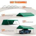 thumbnail image 3 of Walsunny Carport 10 x 20 ft Heavy Duty Carport Car Canopy with Powder-Coated Steel Frame, Portable Garage for Car, Boat, Shelter Party Tent with 180g PE Tarp Green, 3 of 9