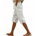 thumbnail image 3 of Women's Linen Blend Shorts with Pockets, 5-Inch Inseam Casual Summer Solid Color Pull-On Pants, 3 of 8