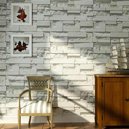 10M/ 57sq.ft/393.7' x 21' Removable Waterproof 3D PVC Brick Stone Wall Decor Wallpaper Embossed Effect Roll Wall Decal Wall Accent TV Walls Roll Vinyl for Shop Restaurant (Best Christmas Live Wallpaper)