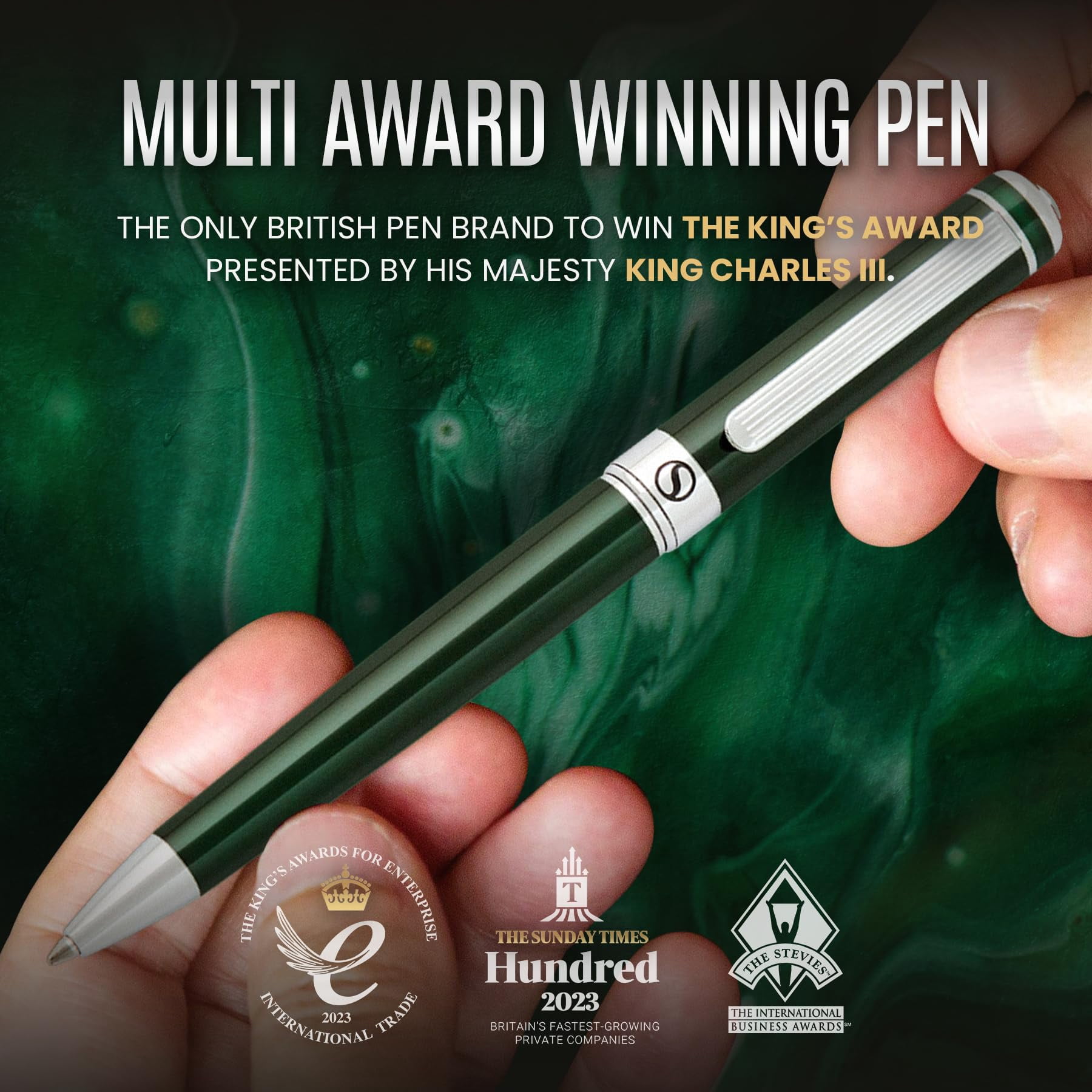 Personalized Racing Green Ballpoint Pen - Stunning Lacquer Luxury With Chrome Finish  Schmidt Ink Refill Engraved Ball Point Gift Set For Men & Women Custom Engraving