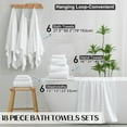 thumbnail image 3 of Kebury 18 Piece Family Bath Towels Set - 6 Bath Sheets, 6 Hand Towels & 6 Washcloths - Microfiber Shower Towels with Hanging Loop Absorbent Ultra Soft Towels for Bathroom Spa Gym- White, 3 of 7