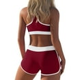 thumbnail image 4 of Efsteb Womens High Waisted Bikini Bottoms Women's Sporty Two Piece Swimsuits with Shorts Color Block Bathing Suits Summer Beach Tankini Swimwear (Wine,XXL), 4 of 7