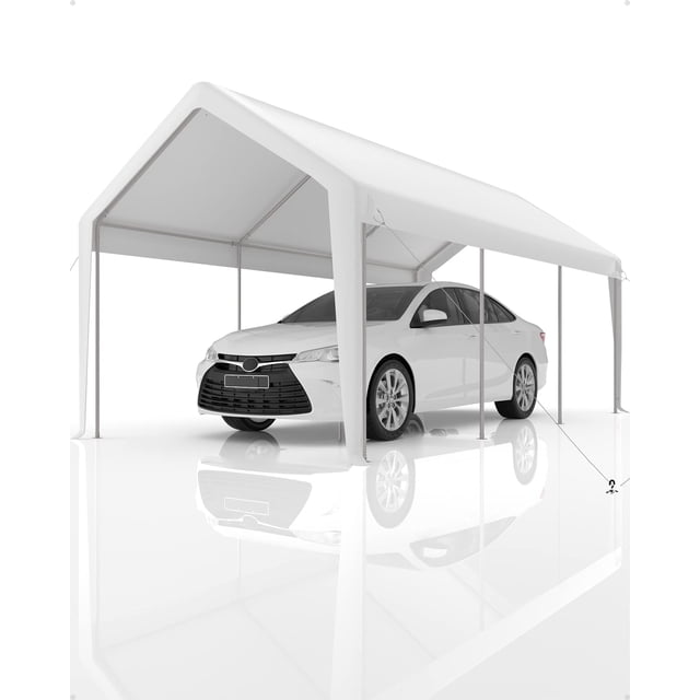 YUSAZENS Couverture de Remplacement pour Abri d'Auto 20x13x11 Pieds Imperméable Protection UV Robuste Blanc