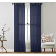 Ruthy's Textile 2 Piece Window voile Sheer Curtains Grommet Panels 54" X 84" Total 108" X 84" Inch Length for Bedroom/Living Room Color: Navy