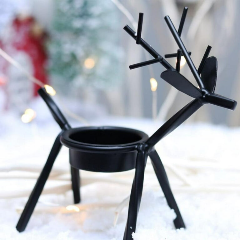 Christmas Sale! Reindeer Tealight Candle Holders, Holiday Metal Candlestick  Black Tea Light Stands, Christmas Decoration for Home, Table, Fireplace