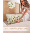 thumbnail image 5 of Sage Green Yellow Spring Floral Pillow Cases Queen Size Set of 2, Smooth Satin Pillowcase for Hair and Skin, Watercolor Botanical Summer Flowers Decorative Cooling Bed Pillow Covers, 20x30 Inches, 5 of 5
