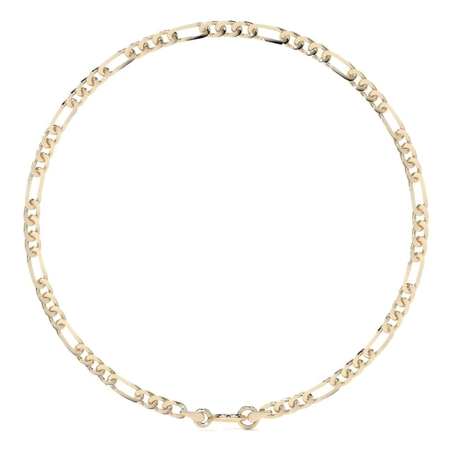 Pulsera De Oro 14k Figaro Solida De 18.5 Cm Calibre 2mm