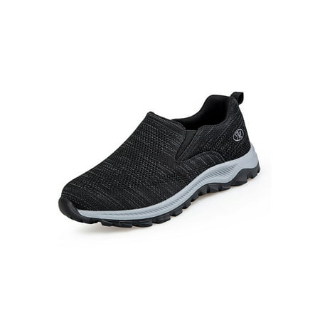 

SIMANLAN Unisex Flats Comfort Sneakers Slip On Walking Shoes Womens Breathable Casual Shoe Mens Non-Slip Black Men 7