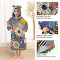 thumbnail image 3 of FORMRS Wearable Blanket Hoodie with Sleeves for Kids Cozy Flannel Sweatshirt, Blue Floral, 3 of 7
