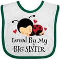 thumbnail image 3 of Inktastic Little Sister Ladybug Girls Baby Bib, 3 of 4