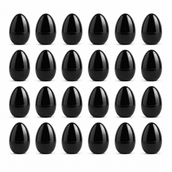 Set of 24 Shiny Glossy Black Plastic Easter Eggs, Each 2.25 Inches