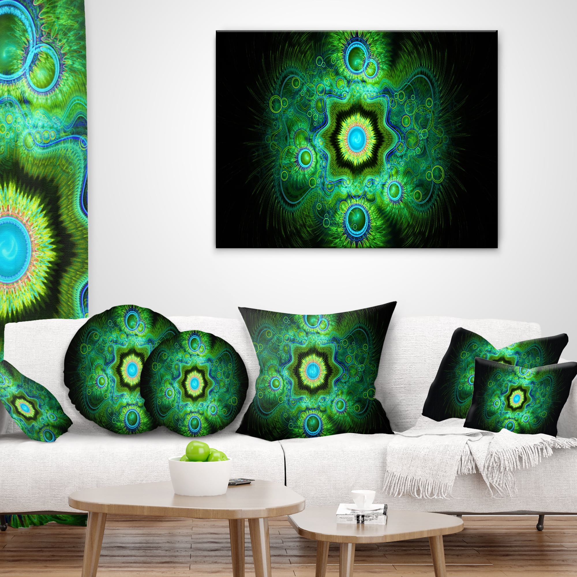 Designart Cabalistic Bright Green Texture - Abstract Throw Pillow - 16x16