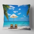 thumbnail image 1 of Turquoise Beach with Chairs - Seashore Photo Throw Pillow - 16x16, 1 of 1