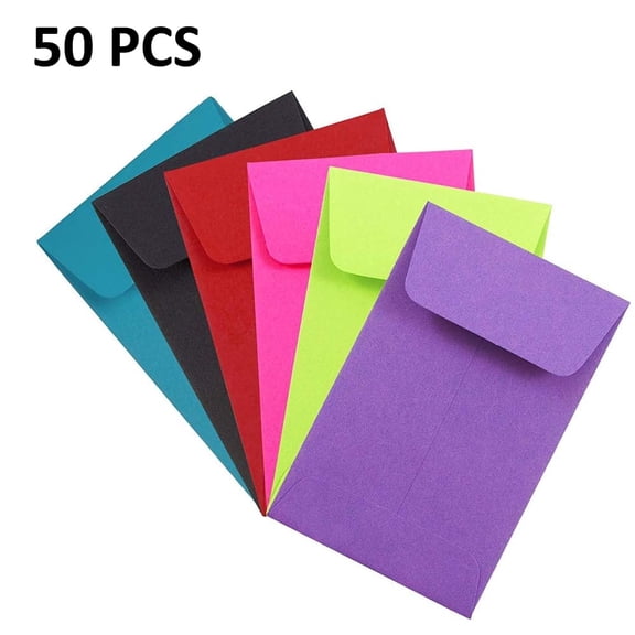 #1 Coin Business Colored Envelopes,Pretty envelopes for Checks, Invoices, Mailing Letters, Invitations, Announcements,Office Supplies-2 1/4 x 3 1/2 - Assorted Colors - 50/Pack