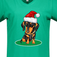 thumbnail image 4 of Inktastic Christmas Dachshund Dog Santa Women's V-Neck T-Shirt, 4 of 5