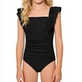 thumbnail image 2 of SHenli One Piece Swimsuit for Girls 7-8 Modest Ruched Tankini Set Quick Dry Solid Color Girls Dress Up Clothes Modest Swimwear with Cover Up Ruched Adjustable Strap, 2 of 3