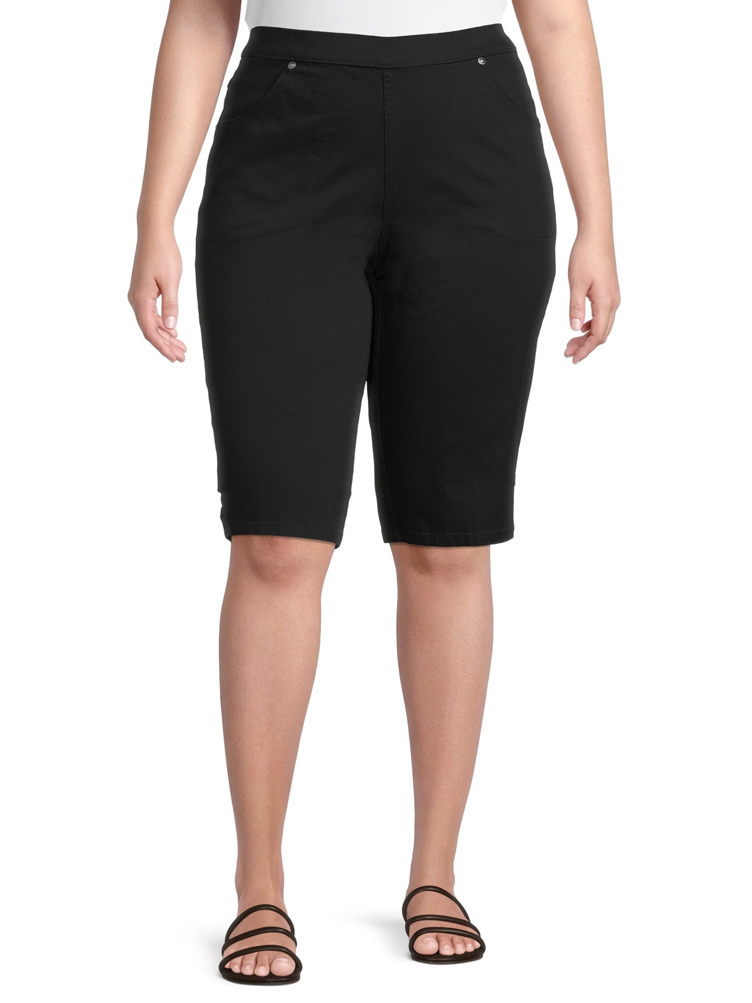 Just My Size Plus Size 2Pocket PullOn Skimmer Shorts with Crisscross