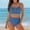 Blue, variant on Babcutegg Women's Solid Color Bikini Set 2 Piece Swimsuit Halter Top High Cut Bottom Bathing Suit Army Green Size M