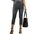 thumbnail image 4 of FUNUONY Capri Jeans for Women High Waisted Slim Straight Denim Capris Pants with Pockets Casual Cropped Jeans Damen Jeans Leggings 7/8 High Waist Caprihose Skinny Mom Jeggings Grey S, 4 of 5