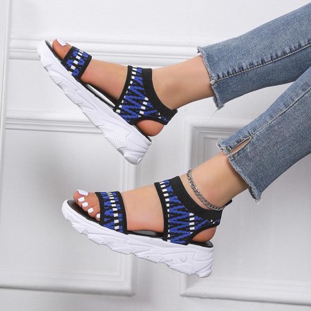 

KBODIU Sandals Women Athletic Comfortable Outdoor Sandals with Arch Support Walking Sandals for Women New Thick-soled Sandals Breathable Slip-ons Sandals Beach for Spot/Beach/Travel/Home Blue 36
