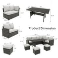 thumbnail image 2 of Patio Furniture Set, 7 Pieces Outdoor Sectional Sofa Set with Dining Table & Thickened Cushions, All-Weather PE Wicker Patio Furniture for Garden Lawn Deck, 2 of 6