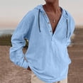 thumbnail image 2 of LWavelet Men’s Long Sleeve Casual Henley Hoodie Shirt with Drawstring Hood and Button Placket for Everyday Wear, 2 of 7