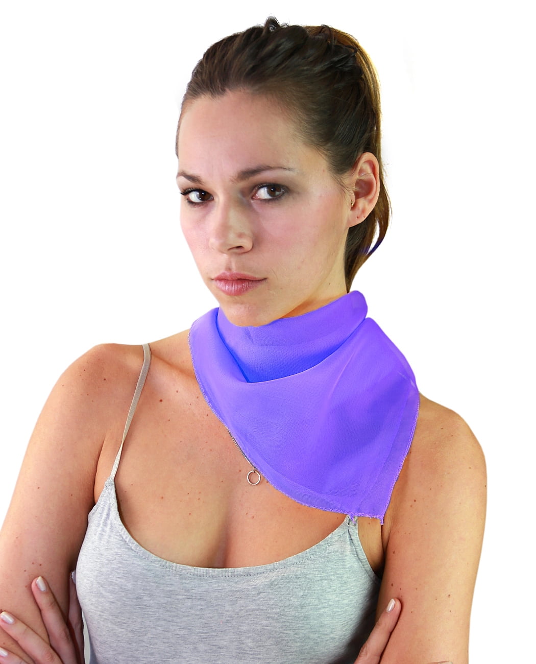 NYFASHION101 Women's Versatile Solid Sheer Chiffon Neckerchief Scarf