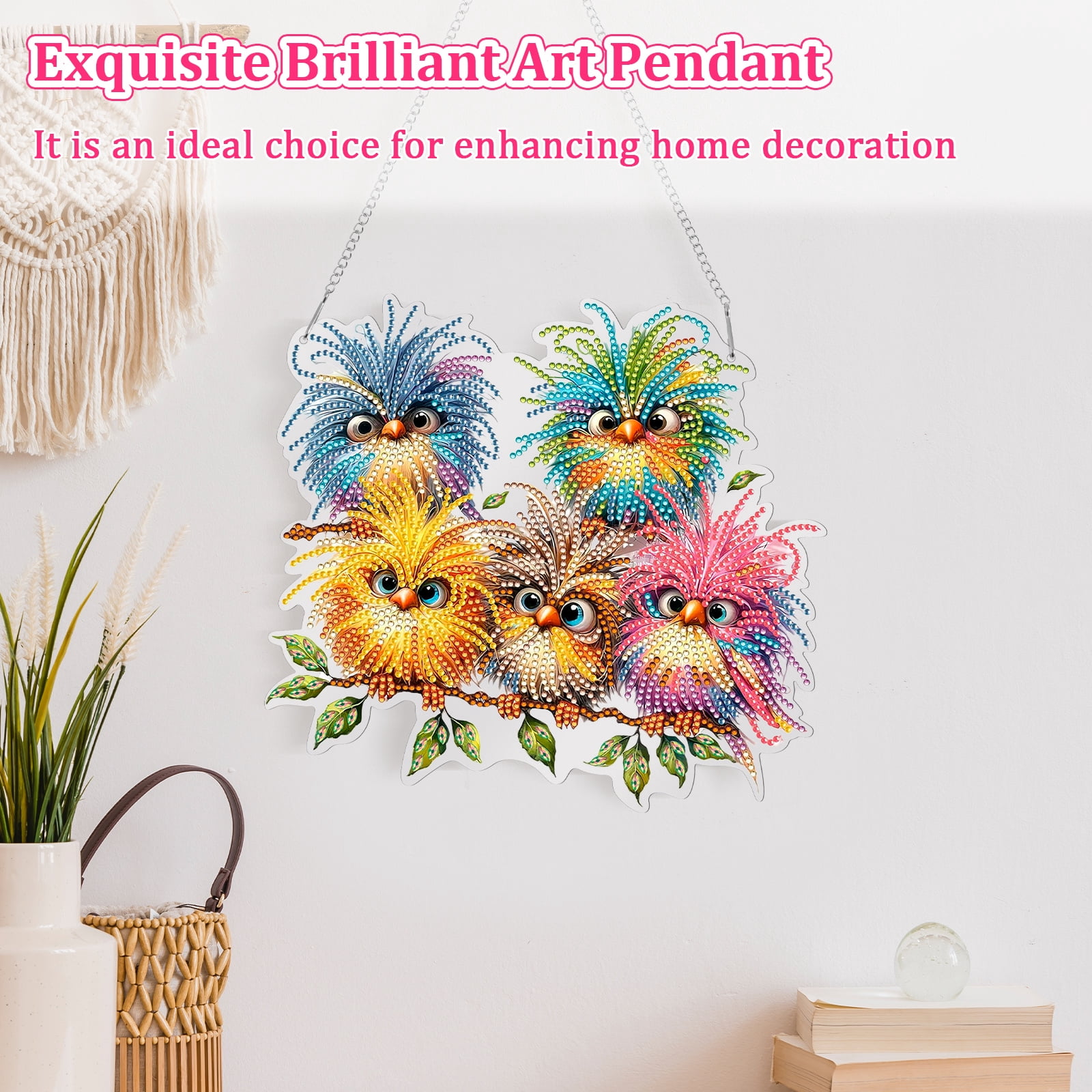 FYJUCPA Diamond Art Hanging Kit Bird DIY Diamond Art Painting Double Sided Diamond Art Craft Kit Painting Diamond Art Ornament for Living Room Bedroom