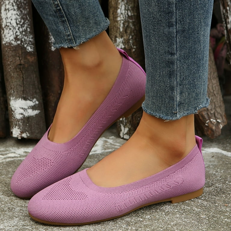 TOWED22 Women s Sparkly Flats Shoes Shiny Mesh Shoes Soft Memory Foam Flats Purple 8.5 Walmart