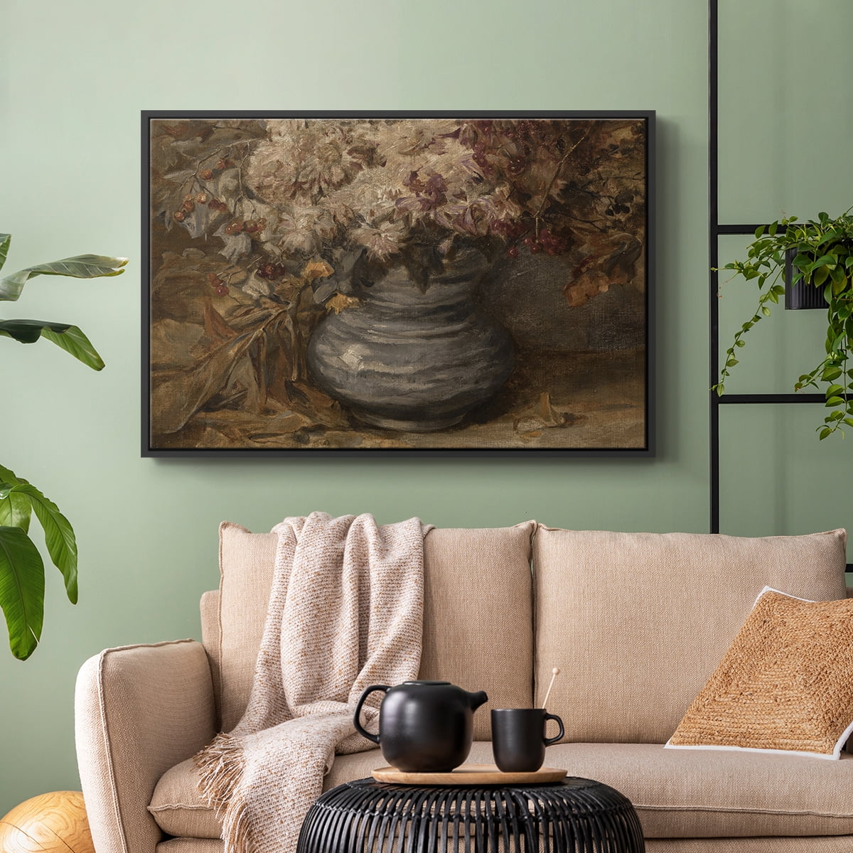 Vintage Botanical Print-LXV By Wexford Home Framed in Black Wood Gallery Wrapped Canvas 27 in. x 41 in.