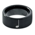 thumbnail image 2 of Tungsten Quarter Note Music Band Ring 9mm Men Women Comfort Fit Black Flat Cut Brushed Polished, 2 of 4