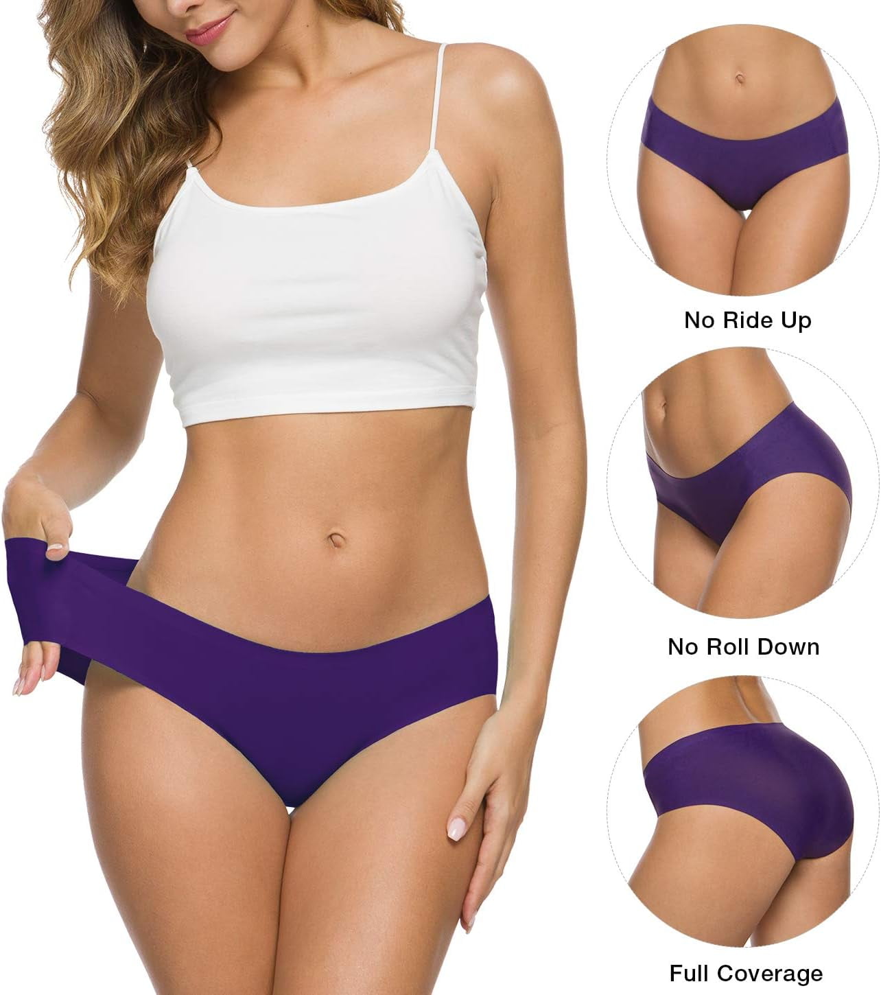 ALTHEANRAY Women's 6-Pack Seamless Hipster Underwear No Show