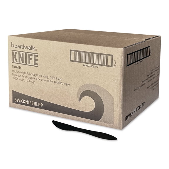 Boardwalk Mediumweight Polypropylene Disposable Knives, Black, 1,000-Count Carton