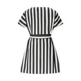 thumbnail image 5 of Summer Dresses for Women 2025, Women And Linen V-neck Button Up Shirt Cardigan Belt Striped Shirt Dress With Pocket(Black,S), 5 of 8