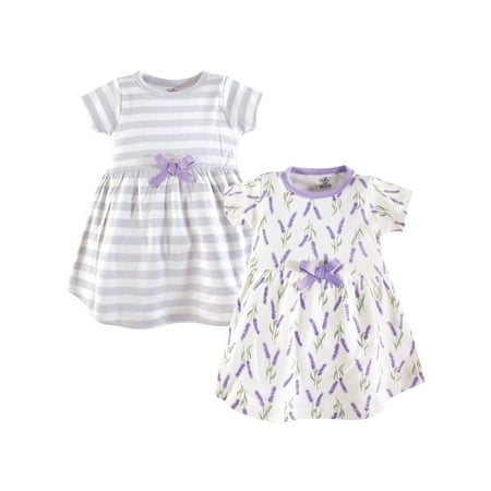 UPC: 0660168663006 | Touched by Nature Baby and Toddler Girl Organic Cotton Short-Sleeve Dresses 2pk  Lavender  0-3 Months
