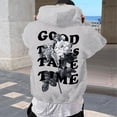 thumbnail image 2 of XIAOCHA Men's Good Things Take Time Floral Graphic Hoodie Long Sleeve Hooded Pullover Knit Top Soft Inspirational Casual Hoodies, 2 of 8