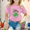 thumbnail image 3 of MIXUE Toddler Girls Tops & T-Shirts Kid Cute Saint Patrick'S Day Round Neck Short Sleeve Summer Casual Pullover Tshirts Outwear,Pink,4-5 Years, 3 of 4
