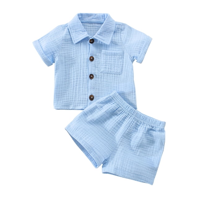 xiaxaixu Bambin 2Pcs Été Tenues, Manches Courtes Bouton vers le Bas Chemise + Ensemble Short