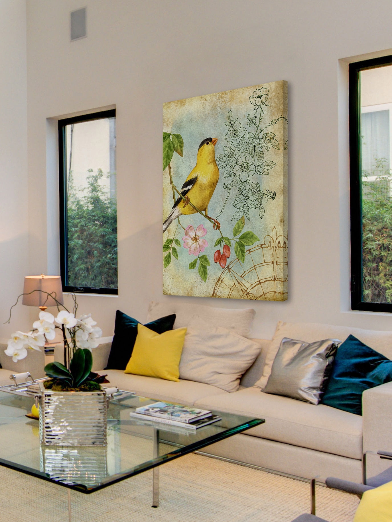 "Yellow Songbird" Painting Print on Wrapped Canvas