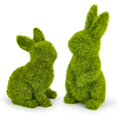 thumbnail image 1 of Figuritas de conejo de resina con musgo MicoSim, decoración de Pascua, 2 piezas, 1 of 7