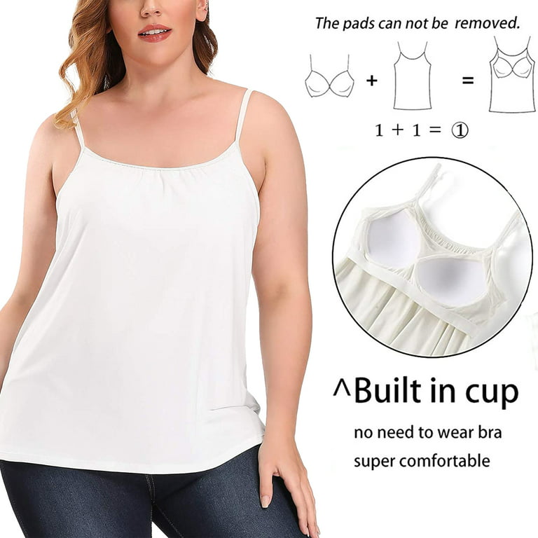 COMFREE Women's Camisole with Built in Bra Tank Tops Layering Stretch  Casual Undershirts Cami Comfort