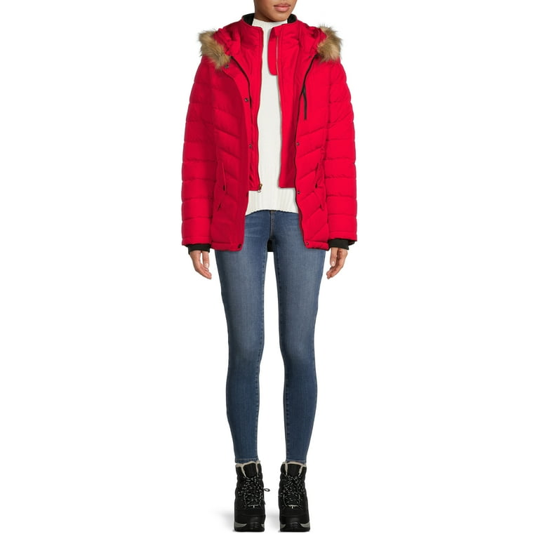 Swiss Tech Women s and Plus Bibbed Solarball Puffer Coat with Faux